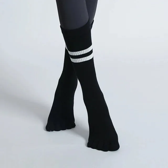 Mid-tube Yoga Socks - Non-slip Silicone Indoor Pilates Socks, Cotton Breathable Gym Floor Socks, Dance Sports Socks