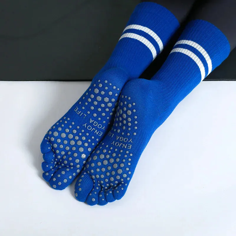 Mid-tube Yoga Socks - Non-slip Silicone Indoor Pilates Socks, Cotton Breathable Gym Floor Socks, Dance Sports Socks