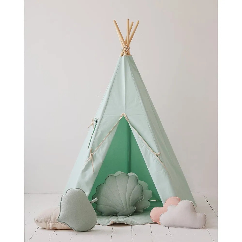 Mint Fog Teepee With Pompoms And Mat Set - Mint