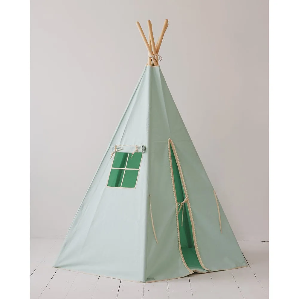 Mint Fog Teepee With Pompoms And Mat Set - Mint
