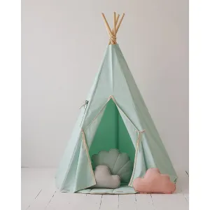 Mint Fog Teepee With Pompoms And Mat Set - Mint
