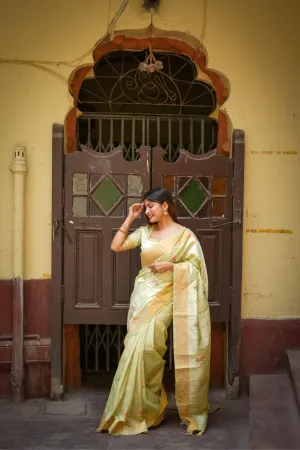 Mint Green Khadi Tussar Silk Saree