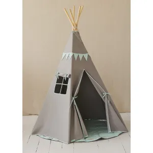 Mint Love Teepee With Garland And Mat Set - Grey & Light Green