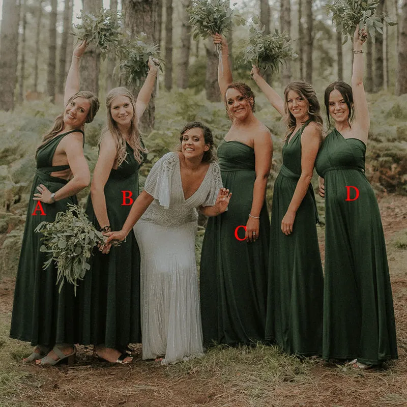 Mismatched Simple Green Jersey Long Cheap Bridesmaid Dresses, BDS0119