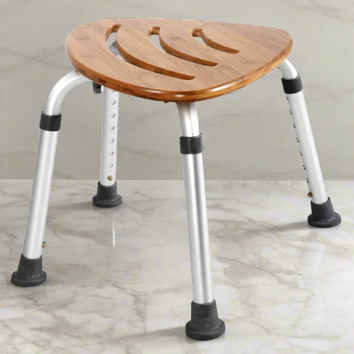 Modern Bamboo Adjustable Waterproof Corner Shower Bench Stool Seat