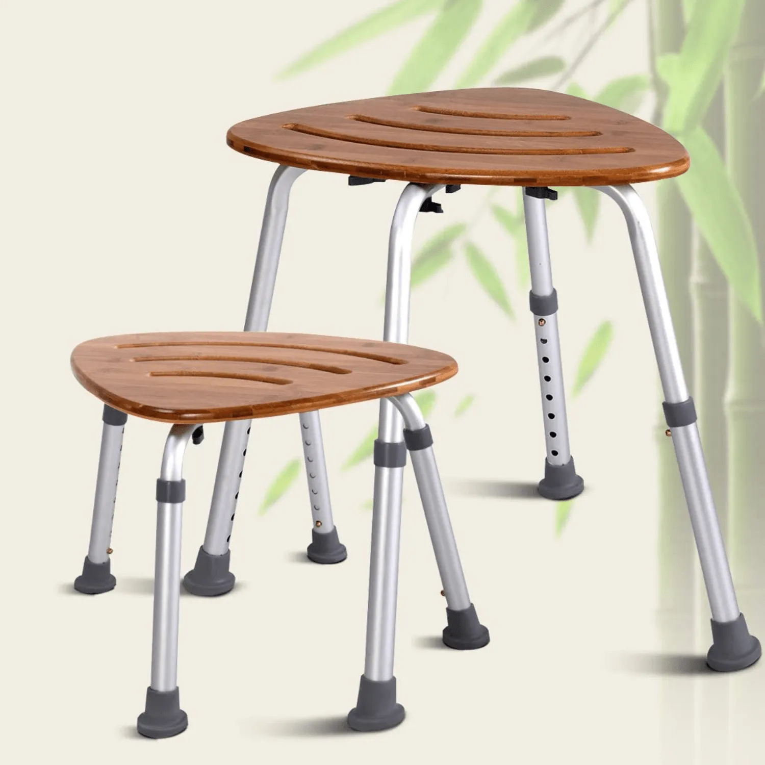 Modern Bamboo Adjustable Waterproof Corner Shower Bench Stool Seat