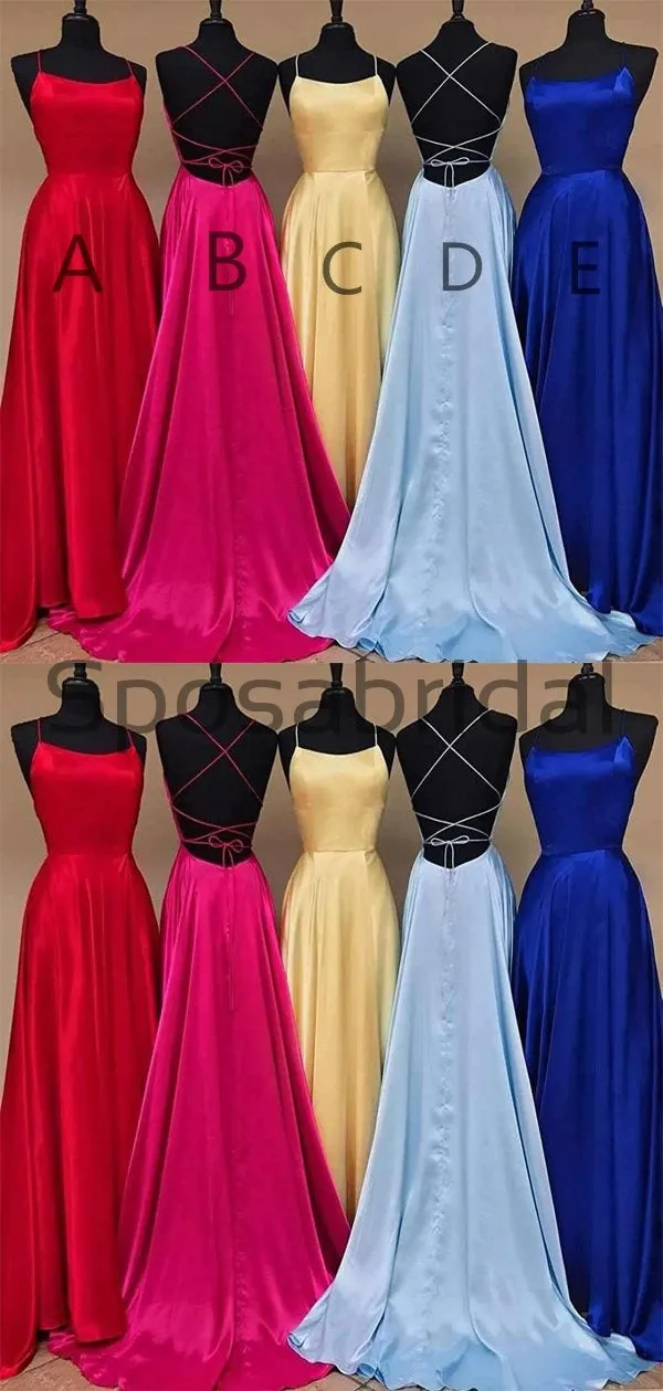 Modest A-line Simple Cheap Straps Long Prom Dresses PD2114