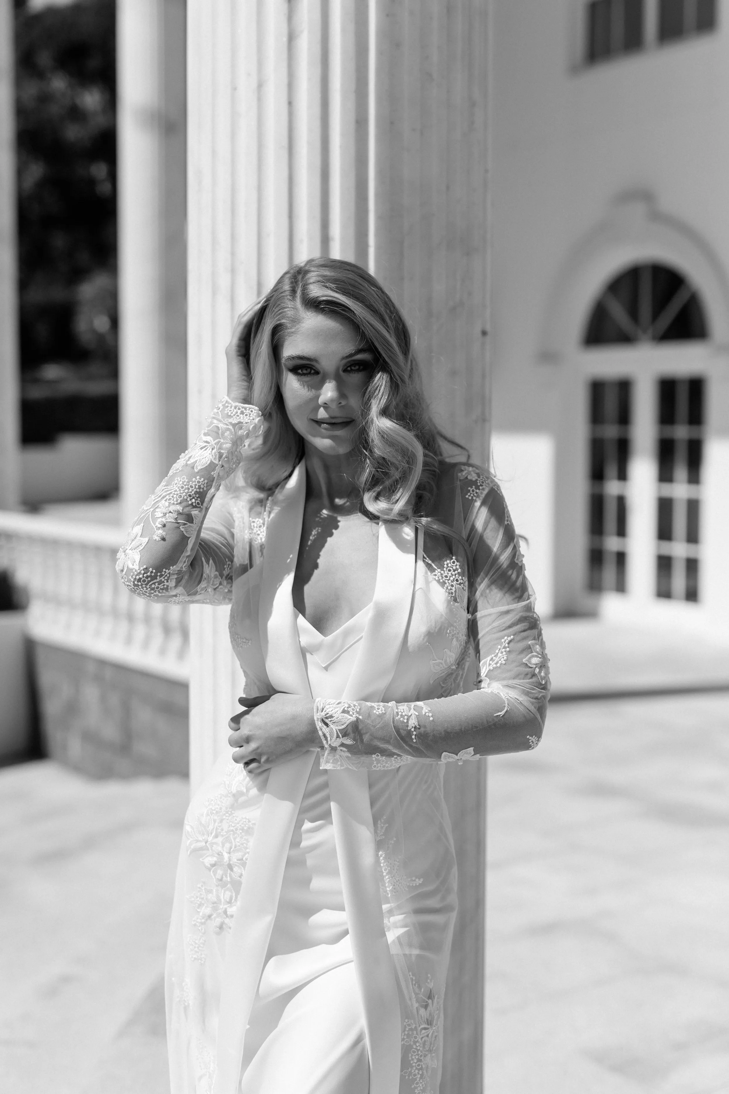 Monique Pearl Beaded Maxi Bridal Robe - Includes Slip