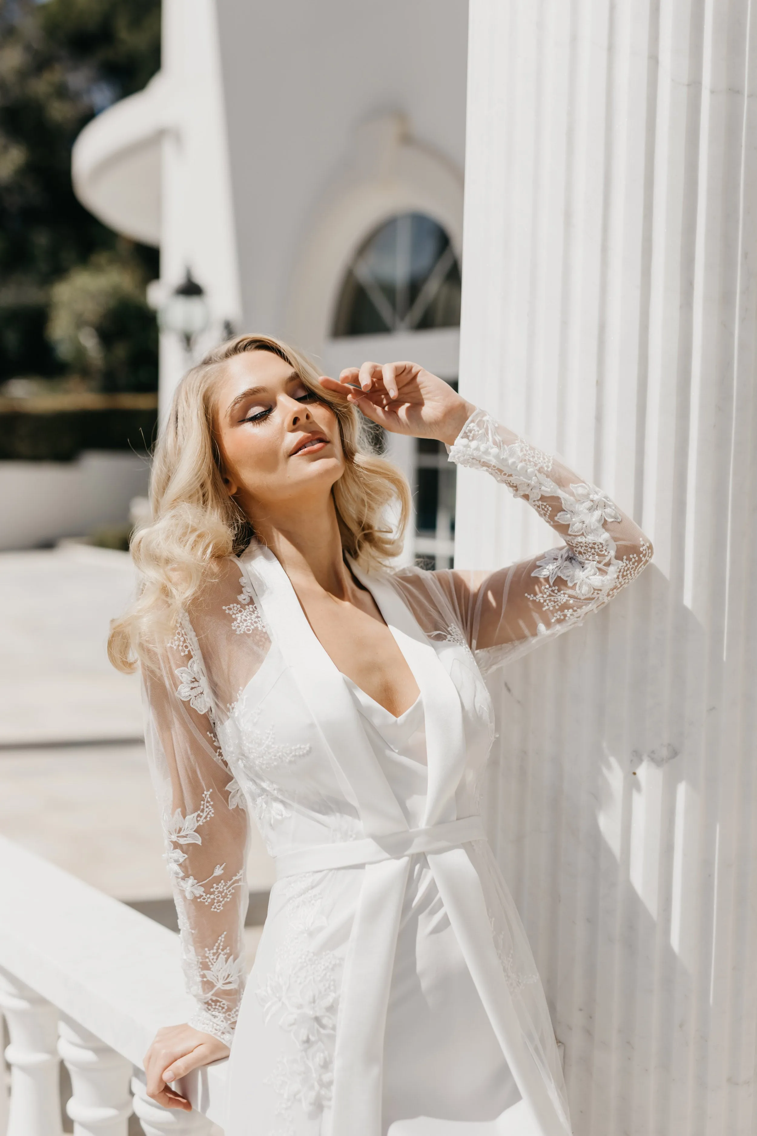 Monique Pearl Beaded Maxi Bridal Robe - Includes Slip
