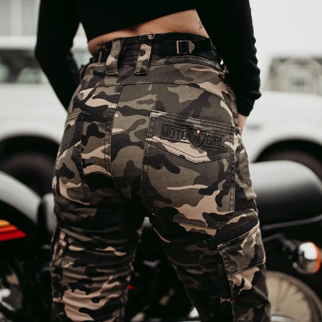 MOTOGIRL LARA CARGO TROUSERS | CAMO
