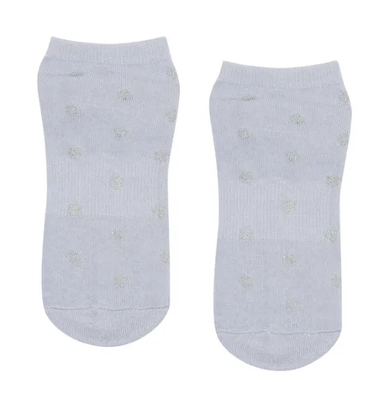 MoveActive Classic Low Rise Non Slip Grip Socks - Baby Blue With Silver Sparkle Sports