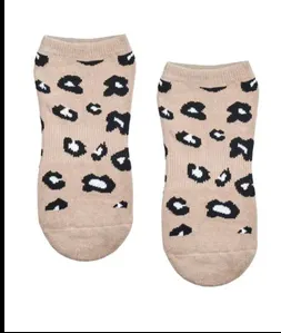 MoveActive Classic Low Rise Non Slip Grip Socks - Cheetah Musk