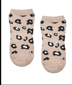 MoveActive Classic Low Rise Non Slip Grip Socks - Cheetah Musk