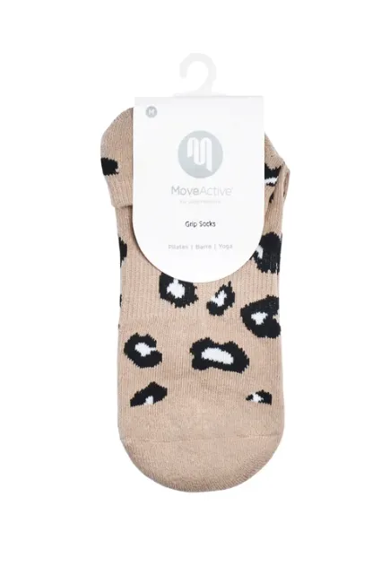 MoveActive Classic Low Rise Non Slip Grip Socks - Cheetah Nude