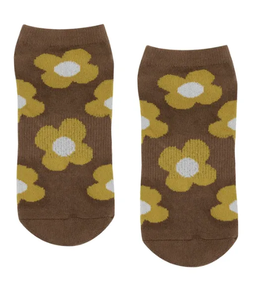 MoveActive Classic Low Rise Non Slip Grip Socks - Flower Power Retro