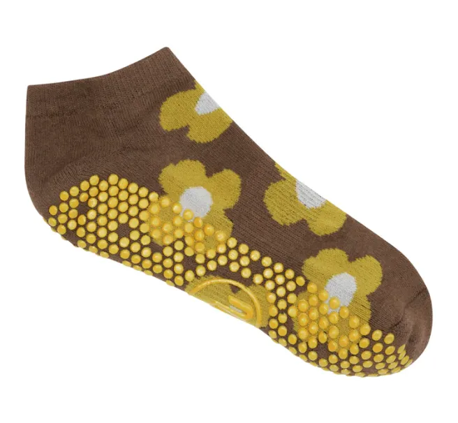MoveActive Classic Low Rise Non Slip Grip Socks - Flower Power Retro