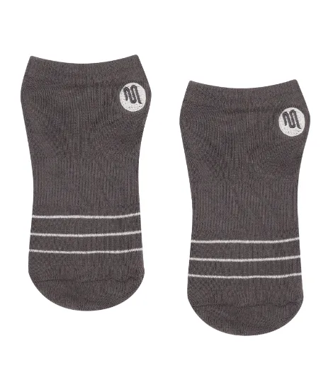 MoveActive Classic Low Rise Non Slip Grip Socks - Steel Grey W Cloud Stripe