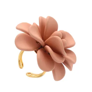 Murano Pink Sunset Hibiscus Silk Effect Adjustable Ring