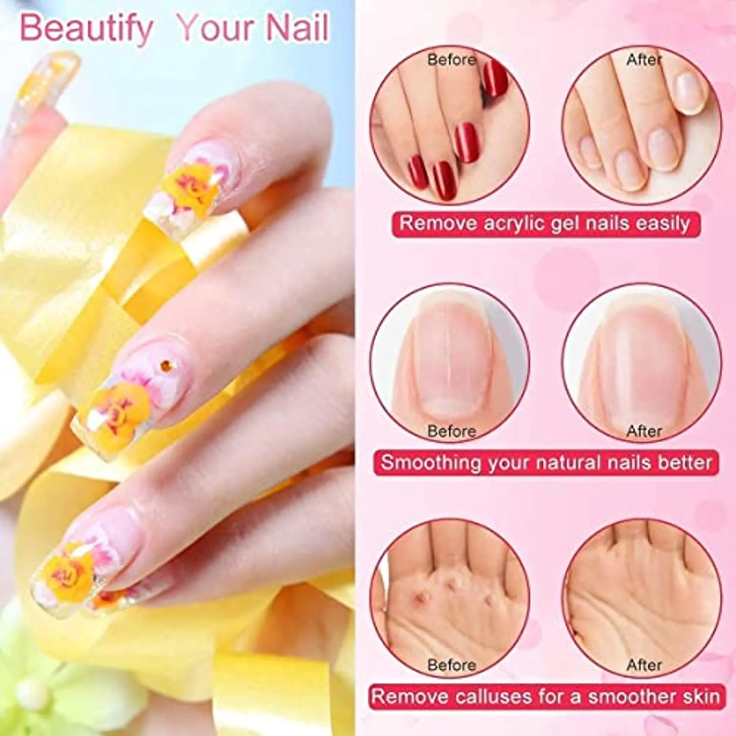 Nail Drill File Bundle with 300 pcs Nail Sanding Bands Bits 3/32 Inch Size #80#120#180 Nail Drill Bits For Acrylic Nail Manicure Pedicure