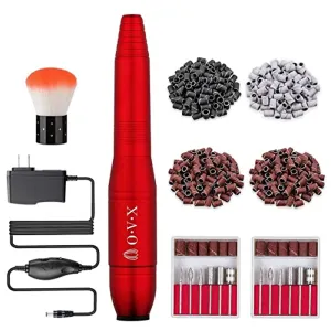 Nail Drill File Bundle with 300 pcs Nail Sanding Bands Bits 3/32 Inch Size #80#120#180 Nail Drill Bits For Acrylic Nail Manicure Pedicure