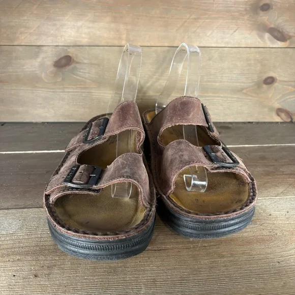 naot mikaela mens size 9 shoes brown leather slip on comfort sandals