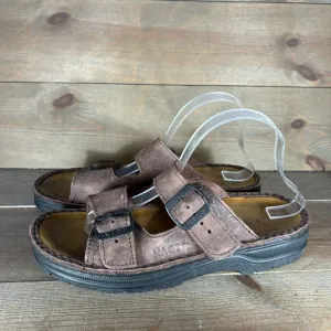 naot mikaela mens size 9 shoes brown leather slip on comfort sandals