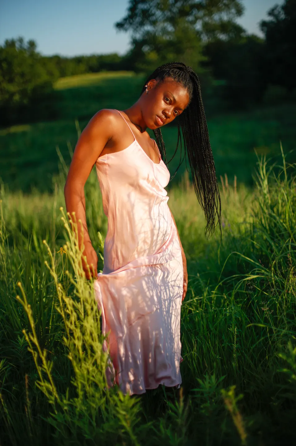 Natural Dyed Prairie Wildrye Slip Dress in Primrose