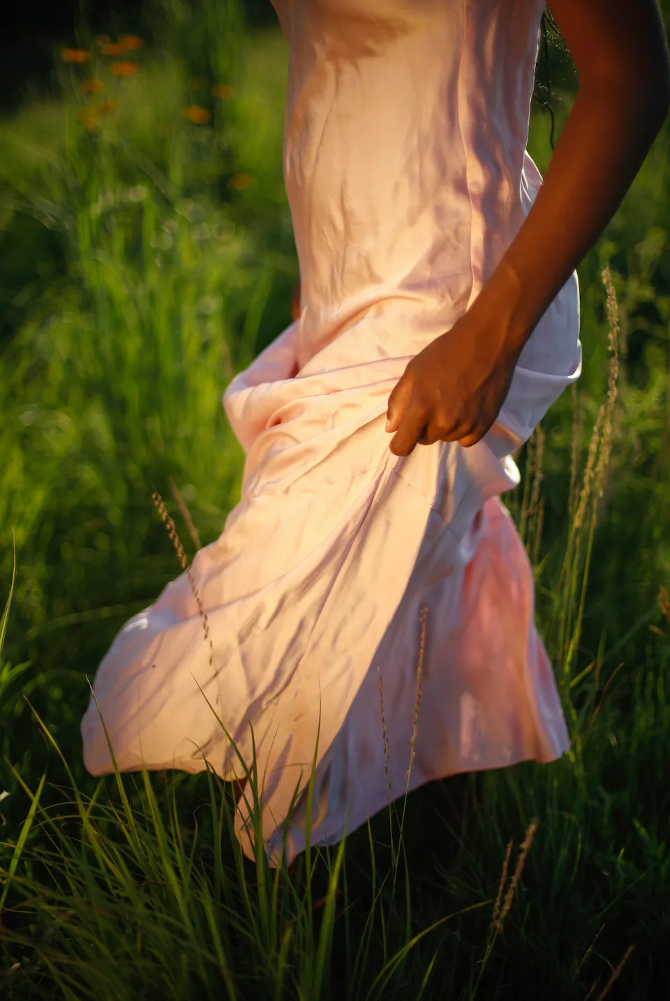 Natural Dyed Prairie Wildrye Slip Dress in Primrose