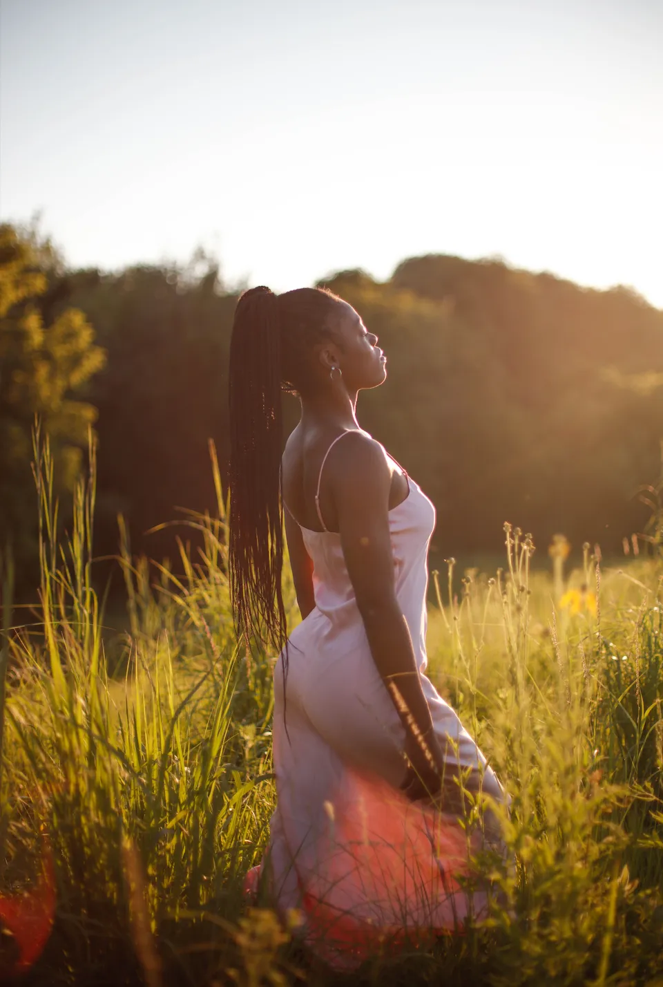 Natural Dyed Prairie Wildrye Slip Dress in Primrose
