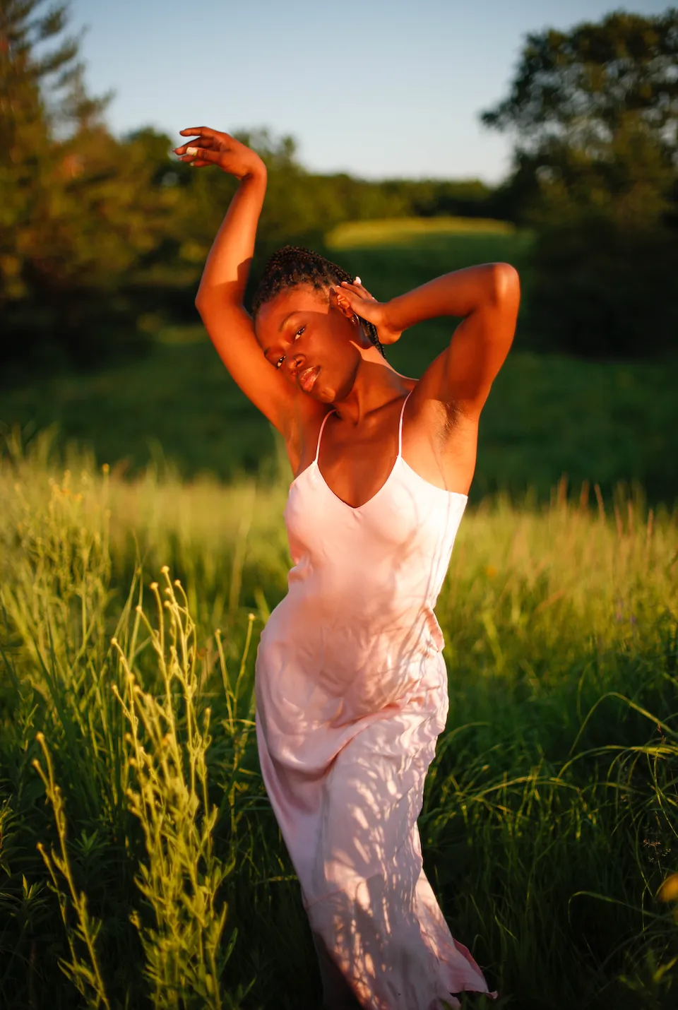 Natural Dyed Prairie Wildrye Slip Dress in Primrose