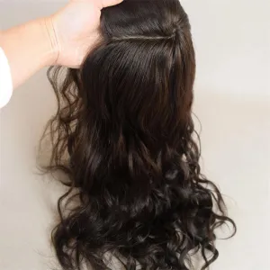 Natural Silk Top Human Hair Wig Water Wave Black & Brown