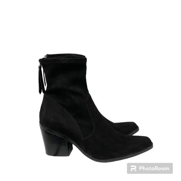 Naturalizer Ella Black Suede Leather Stretch Western Ankle Boots Booties Women 8
