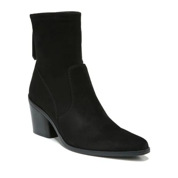Naturalizer Ella Black Suede Leather Stretch Western Ankle Boots Booties Women 8