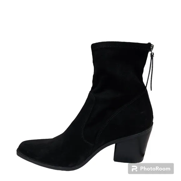 Naturalizer Ella Black Suede Leather Stretch Western Ankle Boots Booties Women 8