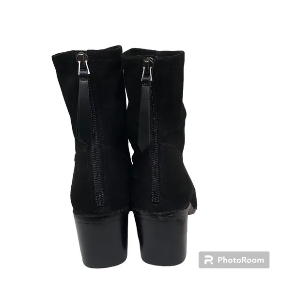 Naturalizer Ella Black Suede Leather Stretch Western Ankle Boots Booties Women 8