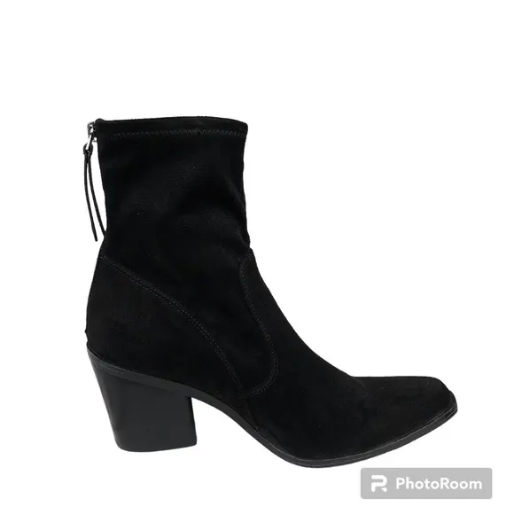 Naturalizer Ella Black Suede Leather Stretch Western Ankle Boots Booties Women 8
