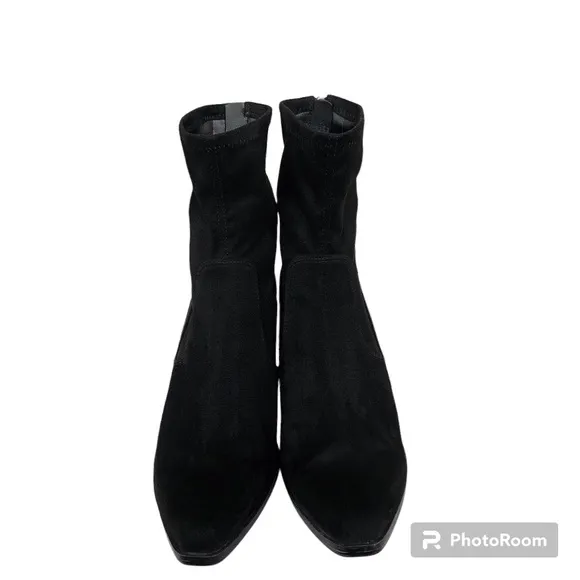Naturalizer Ella Black Suede Leather Stretch Western Ankle Boots Booties Women 8
