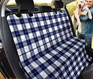 Navy Blue and White Plaid Dog Hammock Back Seat Cover For Pets