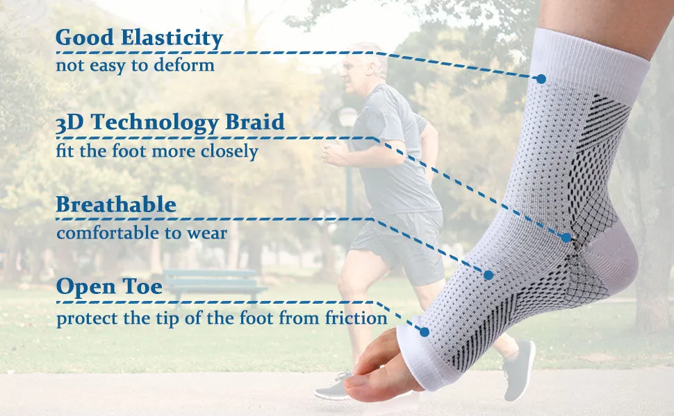 New 1 Pair Neuropathy Socks, Ankle Compression Socks for Women Men, Soothe Relief Compression Socks for Plantar Fasciitis  Black Sz XXL, Fits Women 9-12, Men 8-11