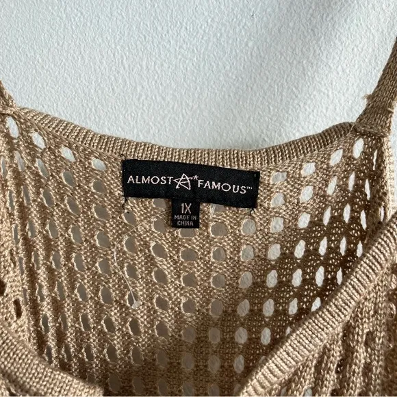New Almost Famous plus size crochet knit beach cover up midi dress Size 1x