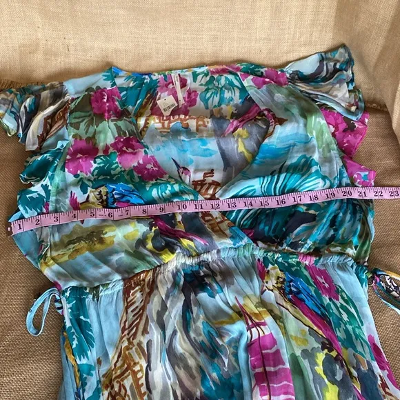 NEW Anthropologie V Neck Flutter Sleeve Dress Missing Inner Slip