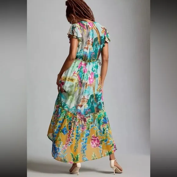 NEW Anthropologie V Neck Flutter Sleeve Dress Missing Inner Slip