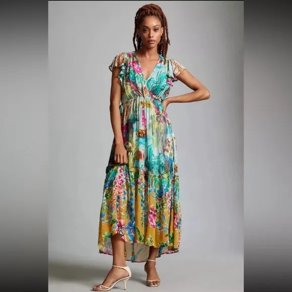 NEW Anthropologie V Neck Flutter Sleeve Dress Missing Inner Slip