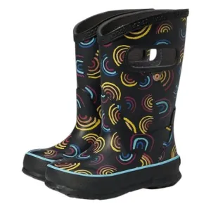 NEW BOGS girl's rainbow rain boots in black
