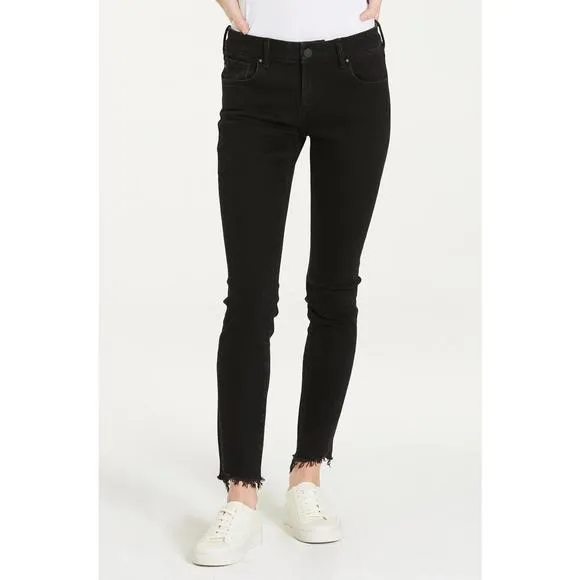 NEW DEAR JOHN DENIM joyrich low rise skinny with step hem jean in black