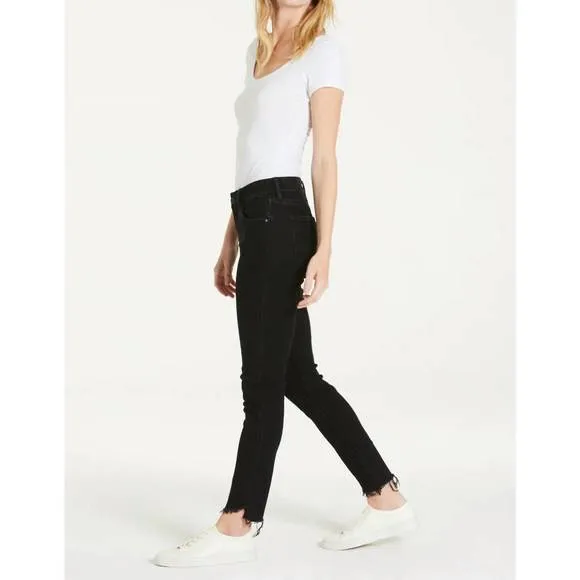 NEW DEAR JOHN DENIM joyrich low rise skinny with step hem jean in black