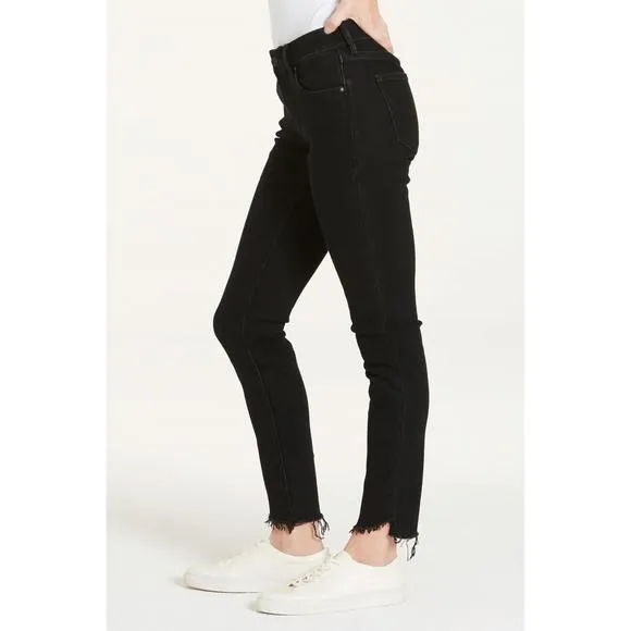 NEW DEAR JOHN DENIM joyrich low rise skinny with step hem jean in black