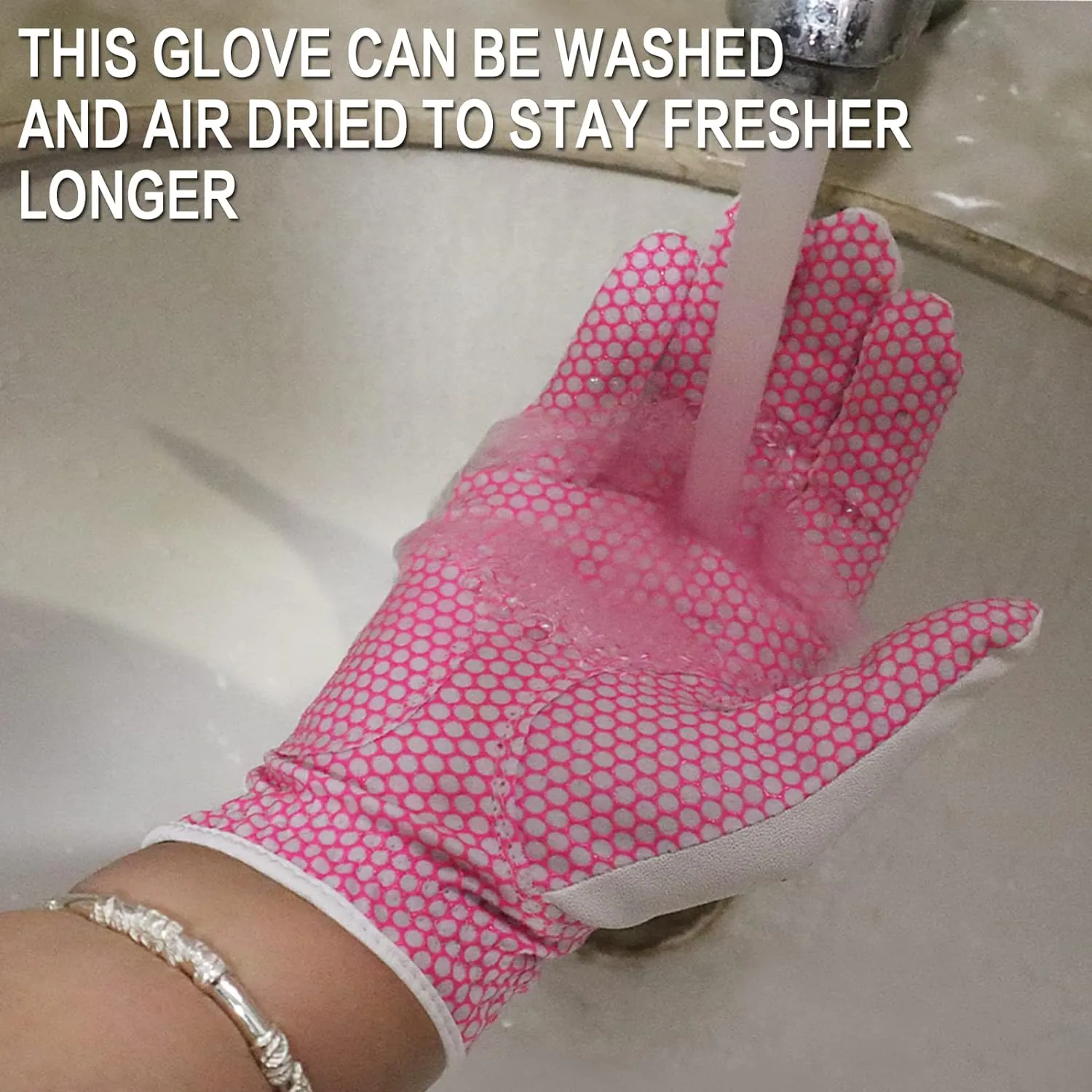 NEW FINGER TEN Women’s Golf Glove Right Hand, All Weather Extra Grip Size Fit, 1 Glove, Sz Large