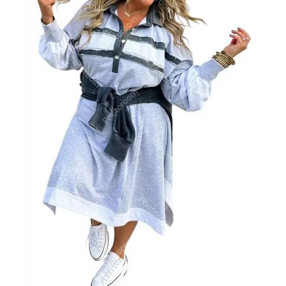 NEW GIPSY QUEENS varsity lounge dress in grey