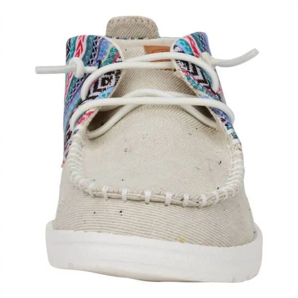 NEW HEY DUDE girl's youth wendy mid boho crafted shoes in light grey/multi